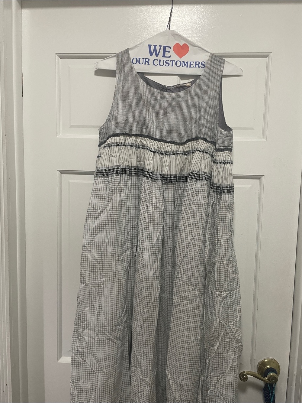 Injiri Size 36 Sleeveless Maxi Dress in Gray Gingham